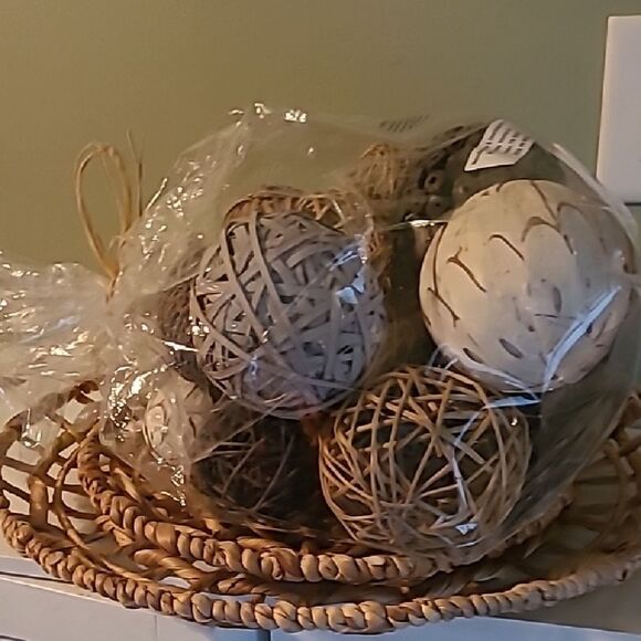 Natural Decorative Rattan Balls Set - Picture 1 of 10